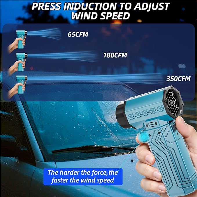 Turbo Dryer Blower for Car 180MPH/1.3LB Thrust Car Dryer Air Blower 400W 40mm Brushless MotorBlow Away 2 cans of Coke EasilyInfinitely Variable Speed for Car Home &amp Outdoors (Blue)