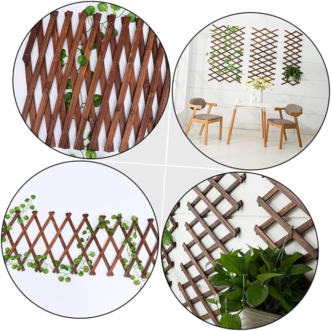 YARNOW Expandable Garden Trellis Versatile Climbing Plant Support Panel Height Durable Carbonized for Outdoor Fencing and Garden Decoration