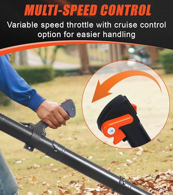 hatleues 52CC Backpack Leaf Blower2.3HP 2-Stroke Engine550CFM &amp 205MPHGas Powered Grass Lawn Blower with Cruise Control Low Vibration &amp Air-Cooled Engine - for Lawn Care Snow &amp Debris