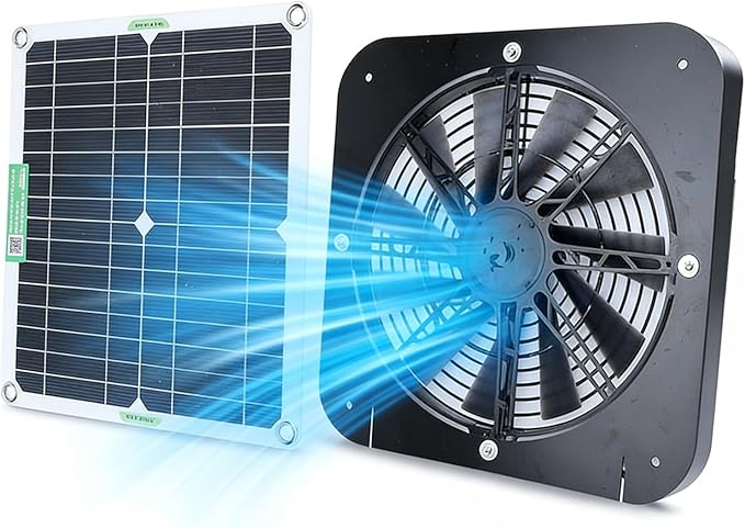Pomya 100W Solar Fan Kits for Ventilation 13.5 Inch Solar Powered Exhaust Fan with Monocrystalline Silicon Solar Panels for Greenhouse Camping