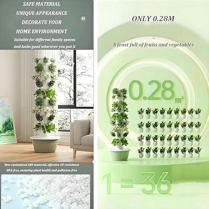 Hydroponics Growing System Kit Vertical Garden Planter Adjustable Hydroponic Garden Hydroponics Growing Tower Herbs &amp Vegetables Home Indoor Gardening System-