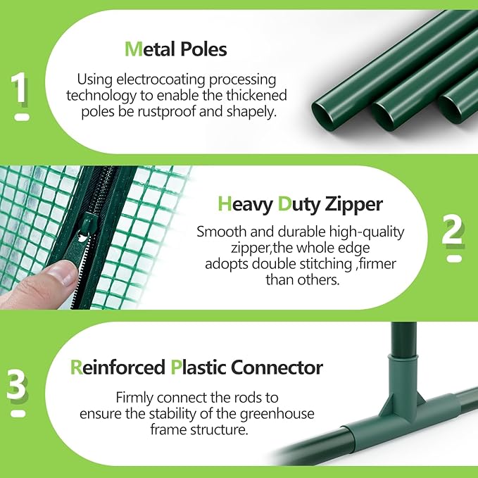 SPECILITE Heavy Duty Lean to Greenhouse for Outside Portable Walk-in Green House with Thicken PE Cover Roll-Up Zippered Door &amp 2 Ventilation Mesh Windows Large Plastic Greenhouses for Outdoors