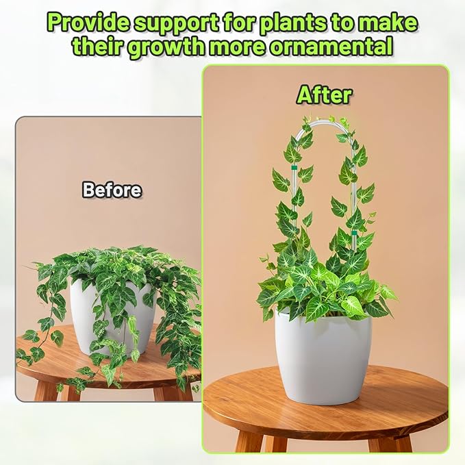 6 Pack U-Shape Acrylic Plant Trellis for Indoor Climbing Plants 16 Inch Small Plant Trellis Potted Plant Climber Support for Pothos Vine Ivy Houseplant