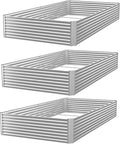 FRIZIONE 3pcs 8x4ft Galvanized Raised Garden Bed OutdoorAbove Ground Garden Bed for VegetableMetal Raised Beds for FlowerSteel Raised Beds for Gardening