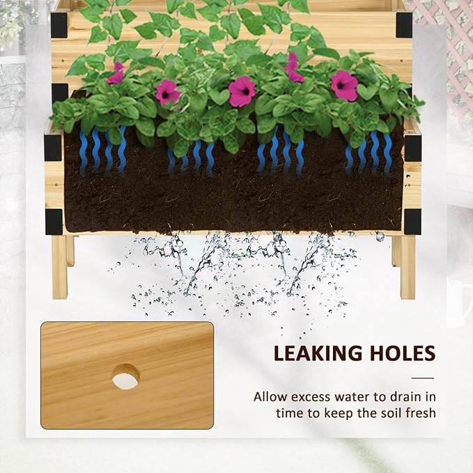 Raised Garden Bed with Trellis: Tier Wood Planter Box &amp Support System for Vegetables Flowers &amp Herbs