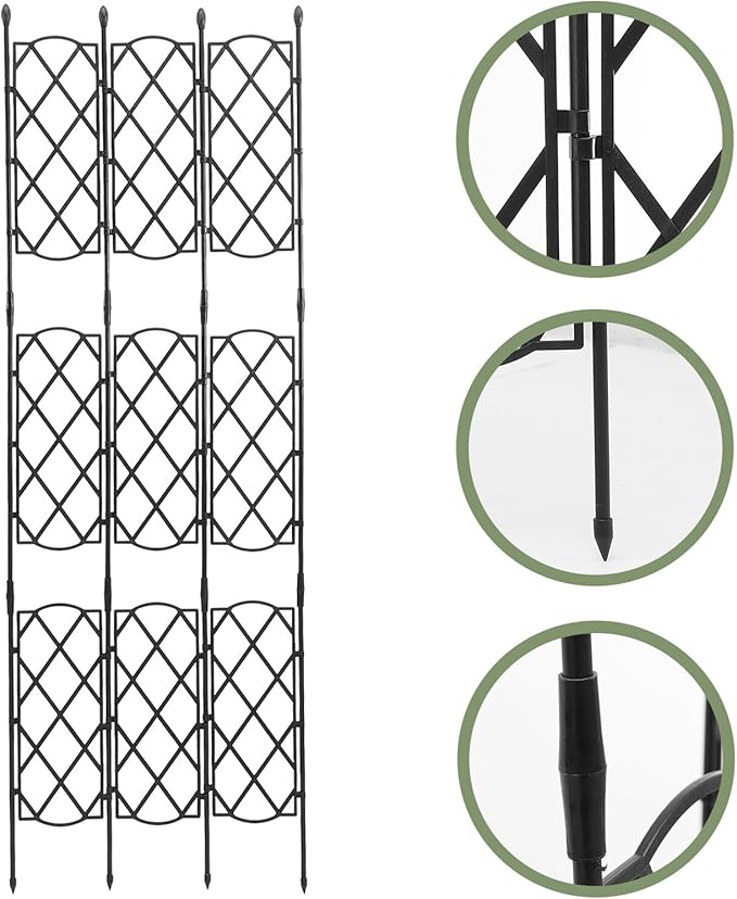 Luxshiny Steel Plant Trellis Climbing Screen Outdoor Garden Plant Support Stake for Vines Roses Peas Metal Lattice Frame for Flowering Vegetables