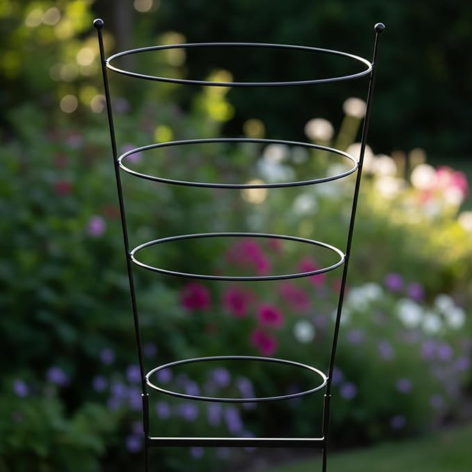 Ovals Wrought Iron Garden Trellis Modern Retro Vertical Plant Support Freestanding for Vines 60.75 H x 30.5 W Black Powdercoated