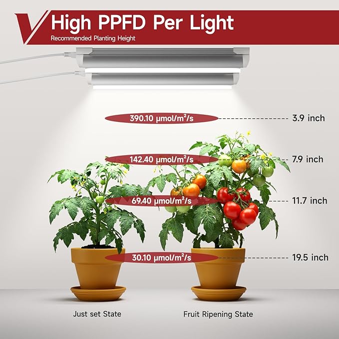 2 Pack LED Grow Light 1FT 5000K Full Spectrum 30W (2 x 15W) Linkable Growing Lamp Fixture T8 Grow Lights for Indoor Plants Seed Starting VegetablesWhite