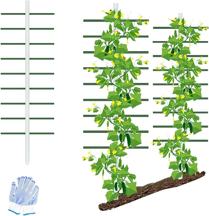 Agfabric 7ft Garden Trellis for Climbing Plants Outdoor U Tower Trellis with 9 Arms (each 2ft) Fiberglass Plant Support Trellis for Fruits Tomatoes Cucumber Plants U Cross-section (7ft*2ft1pack)