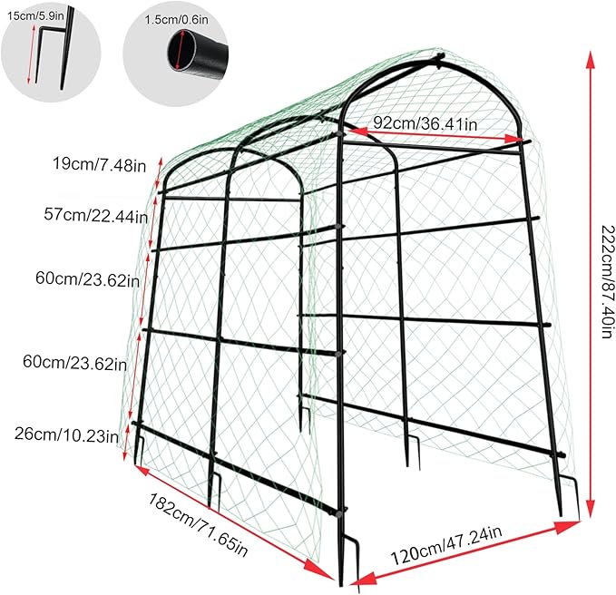 unho Garden Trellis Arch 87in Extra Tall Polyethylene-Coated Stainless Steel Garden Trellis for Climbing Plants Outdoor Garden Trellis Arch for Cucumber Trellis