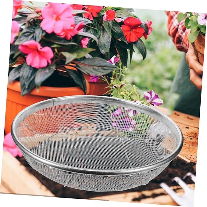 Garden Soil Sifter Stainless Steel Sieve for Rocks Dirt and Compost Manual Gardening Tool Diameter and Mesh for Efficient Soil Filtering