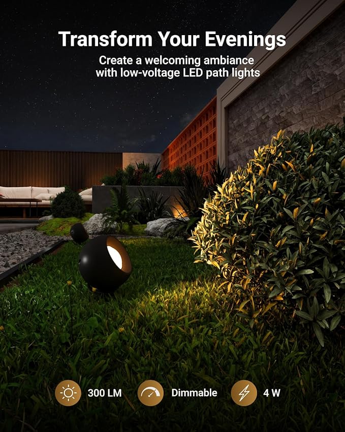 Sunco LED Low Voltage Spotlight Revolver Sphere Shaped Garden Landscape Lights Outdoor [Luces para Jardin] 4W 300 LM 3 CCT: 2700K/4000K/5000K Wet Rated ETL 60 Pack.
