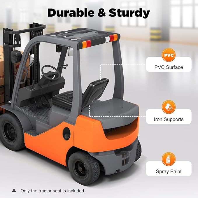 Universal Forklift Seat Garden Lawn Mower Seat PVC Tractor Seat Excavator Seat 0-6.3 Adjustable Waterproof Scratch-Resistant Replacement Seats Fits Excavator Backhoe Dozer Telehandler