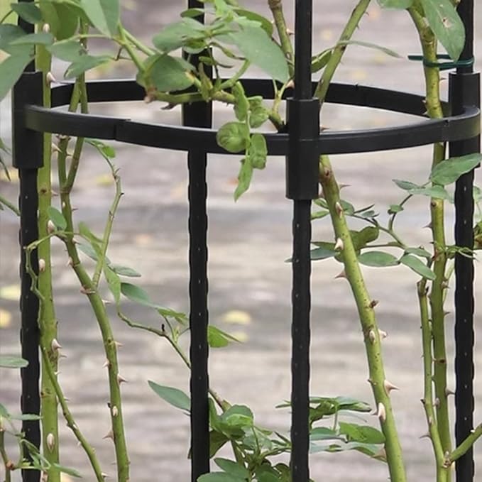 Garden Obelisk Trellis for Climbing Plants 2FT/3FT/4FT/5FT Rose Bush Round Trellis for Pots Rustproof Metal Plant Flower Trellises Thickened Tube Plant Tower Trellis for Clematis Vine Support Outdoor