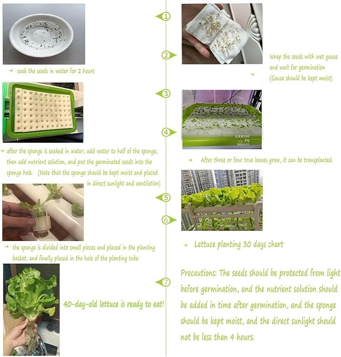 Hydroponics System PVC Pipe Single-Layer 36 Holes Hydroponic with 30L Folding Water Tank Hydroponic Plants for Growing Lettuce... (Pads Style)