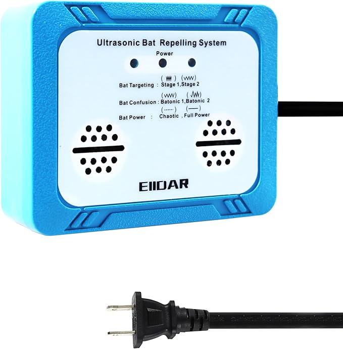 Ultrasonic Bat Repellent Dual Speaker Bat Removal Solution for Attic Garage Porch Basement - Pet Human Safe Indoor Ultrasonic Repellent Device