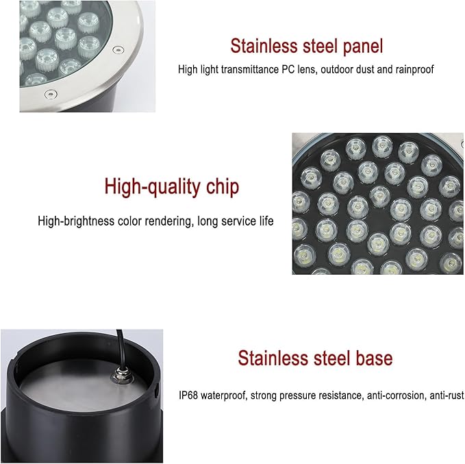 LED Landscape Light - Outdoor Buried Lights 220V Recessed LED Spotlights IP67 Outdoor Waterproof Embedded Underground Spotlights Ground Garden Courtyard Lights(Warm White3W)