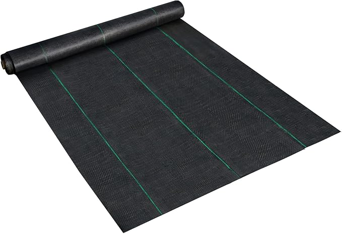 Happybuy 6.5FTx330FT Premium Weed Barrier Landscape Fabric Heavy Duty 3.2OZ Woven Weed Control Gardening Mat High Permeability Good for Flower Bed Geotextile Fabric Driveway Fabric Ground Cover
