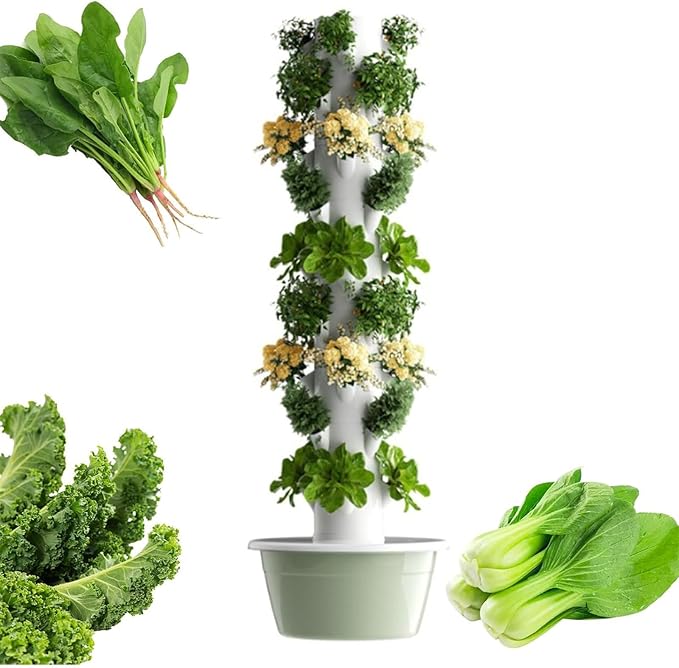 Smart Hydroponic Growing SystemVertical Hydroponic TowerSoilless Cultivation Vertical Hydroponic Garden Towerwith Hydrating Pump Adapterfor Herbs and Vegetables9Layers