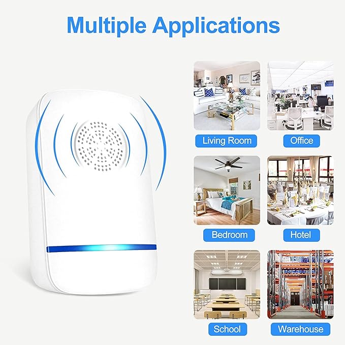 Ultrasonic Pest Repeller Indoor 6 Pcs Electronic Pest Mouse Repellent Ultrasonic Plug in for Mosquito Mice Ant Roach Fleas Spider Bug for Home Hotel Garage Office