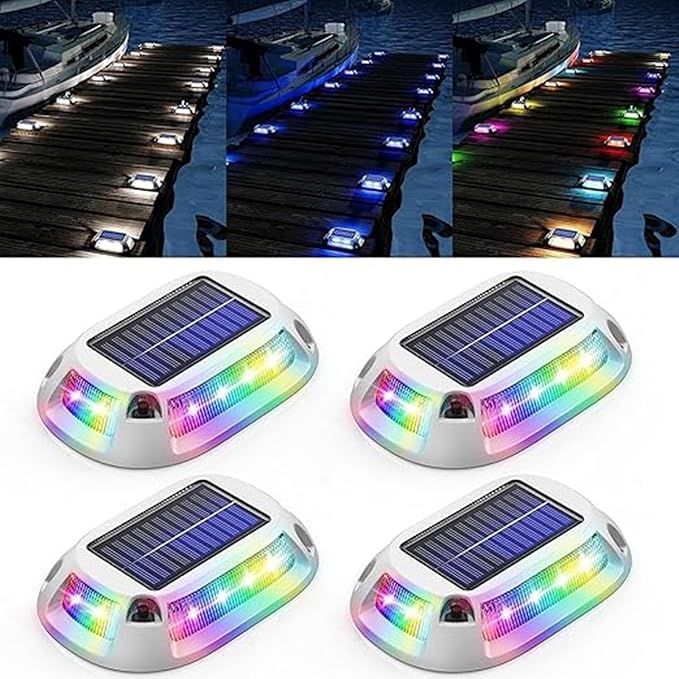 Solar Underground Lamps - Outdoor Embedded Courtyard Lawn Lights with Floor Socket LED Landscape Lighting Walkway Warning Step Light IP65 Waterproof Solar Deck Lights(4PCS(0.3W-2V))
