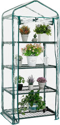 Mini Greenhouse for Indoor Outdoor Small Plants Green House with 4 Tier Shelves Portable Plastic Greenhouses with Transparent PVC Cover for Garden Backyard Patio Balcony Porch