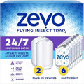 Zevo Flying Insect Trap Fly Trap Fruit Fly Trap (2 Plug-in Bases + 6 Refill Cartridges)