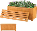 VINGLI 41 Raised Garden Bed with Wooden Bench Lid Multi-Functional Rectangular Wood Planter Box Cedar Wood Outdoor Planter Boxes for Flower Vegetable Herb Gardening