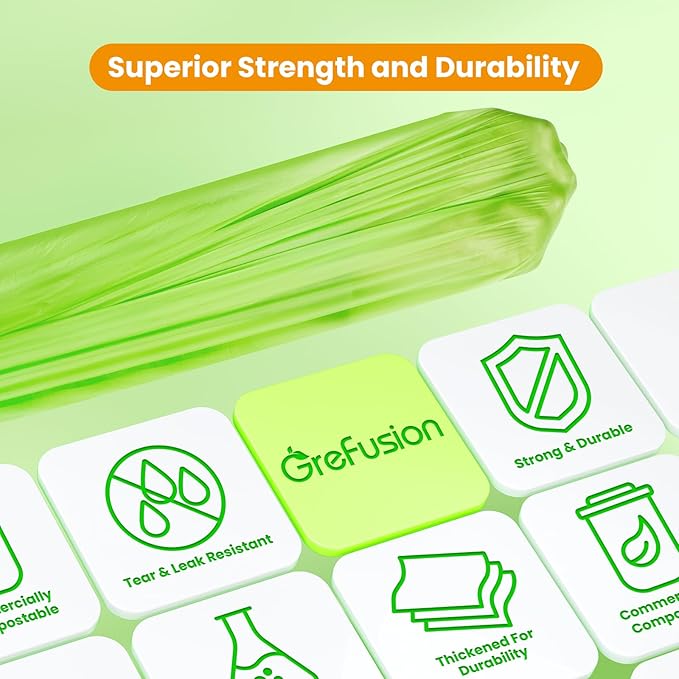 GreFusion Compostable Trash Bags 21 gallon20 CountExtra Thick 1.28 MillsFits13-25 gallon trash can Extra Strong and thickCompostable Lawn &amp Leaf Yard Waste bagsASTM D6400Bpi Certified