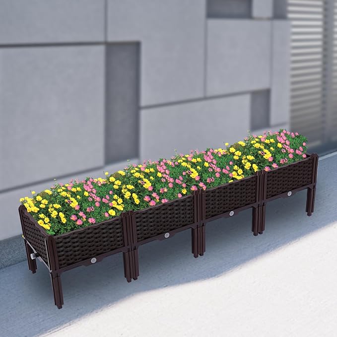 Elevated Raised Garden Bed Planter Box with Legs 14.96in Raised Bed Garden Bed Kit for Vegetable Flower Herb OutdoorsBrown