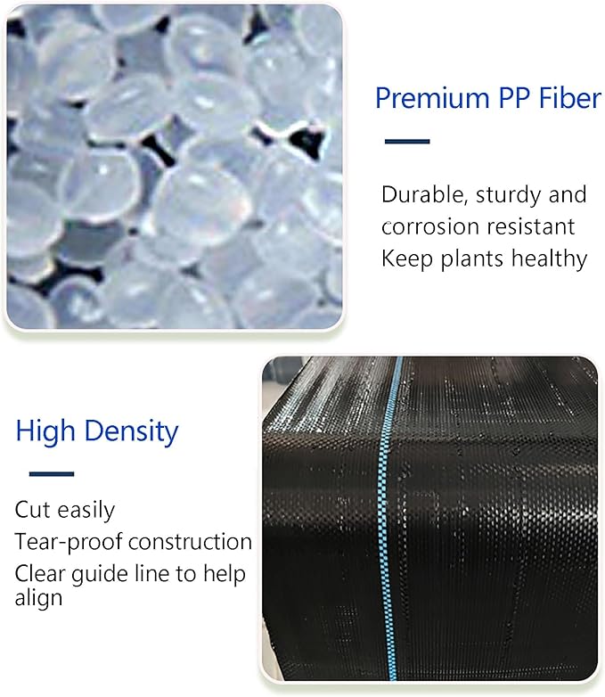 Heavy Duty Weed Control Membrane Ground Cover Membrane UV Stabilised Weed Control Fabric Weed Barrier Mat for Artificial Grass Patios Paths Flower Beds(1.2 * 100m)