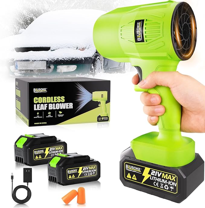 Cordless Snow Blower Electric Cordless Leaf Blower with 2x4.0Ah Batteries and ChargerLightweight Handheld Snow Blower Small Leaf Blowers for Car Dryer Snow Lawn Patio Garden Dust Cleaner