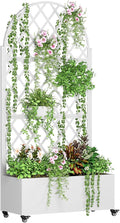 Galvanized Steel Planter Box with Trellis 72.8 H Vertical Garden &amp Privacy Screen Space-Saving Design with Wheels and Drainage Holes for Outdoor Rust-Resistant Raised Garden Bed Black