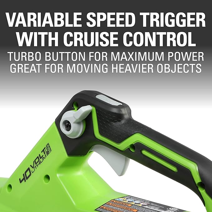 Greenworks 40V (120 MPH / 450 CFM / 75+ Compatible Tools) Cordless Axial Leaf Blower Tool Only