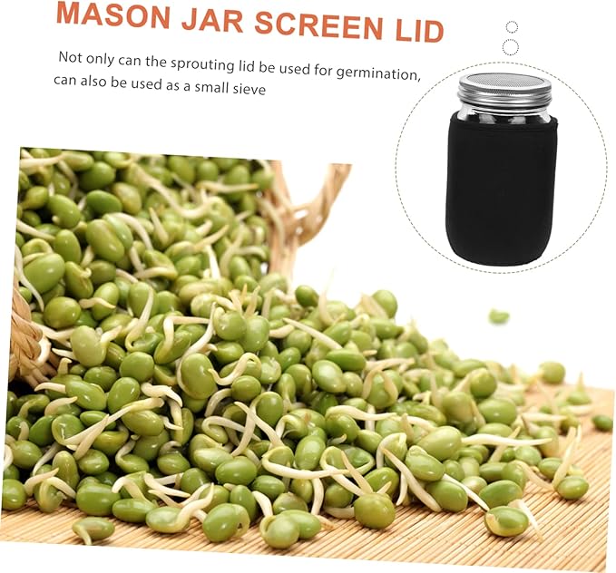 Kisangel Wide Mouth Mason Jar Sprouting Kit Screen Lids for Seed Sprouting Germination Jar Kit for Micro Sprout Growing