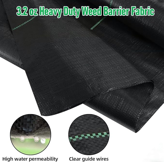 3FT x 300FT Weed Barrier Landscape Fabric 3.2oz Premium Heavy Duty Garden Cloth Ground Cover for Gardening Farming