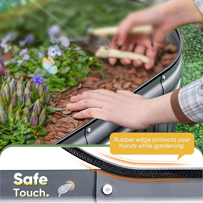 KING BIRD Raised Garden Bed Kit 2025 Upgraded Modular DIY Galvanized Planter Garden Box Outdoor for Gardening Vegetables Flowers Elegant Roman Column Design 94x24x24 in Dark Grey
