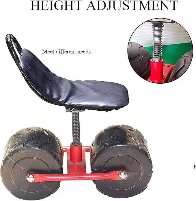 Garden Rolling Work Seat Adjustable Height 360 Degree Swivel Gardening Seat on Wheel Swivel Weeding Stool Outdoor Lawn Care ?Picking Planting