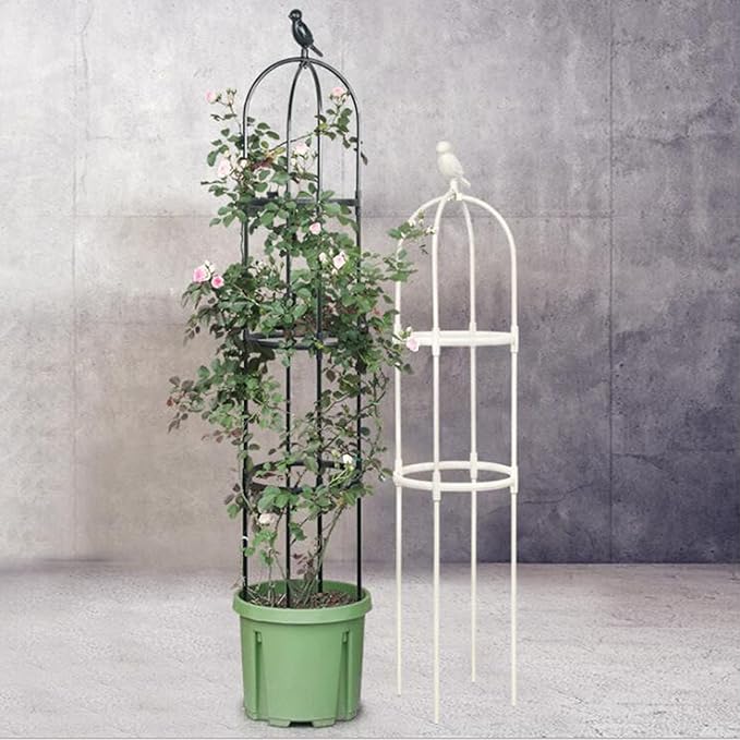 Garden Obelisk Trellis Tower Obelisk Garden Trellis Metal Plant Flower Trellises for Climbing Plants Outdoor Lightweight Plant Tower for Clematis Vine Support Outdoor Indoor(White)