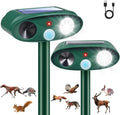 2026 Sonic Fortress Pro Deer Repellent DevicesSquirrel Fortress Pro with Motion Sensor&ampFlash LightIP65 Waterproof Solar Ultrasonic Animal Repellen to Scare Cat Rabbit Out of Garden Yard 2Pack