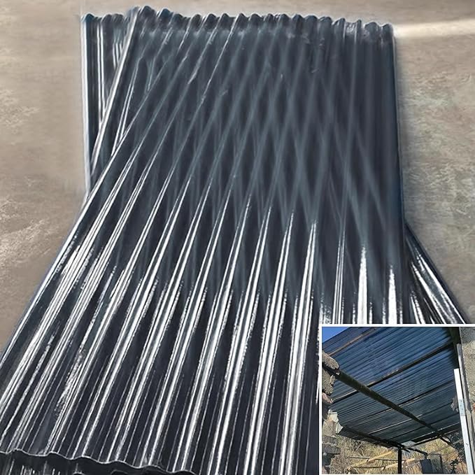 5 PCS Clear Polycarbonate Roof Panels Corrugated Plastic Greenhouse Sheets UV Resistant Rainproof BoardSunshine Board Sheds Skylights Easy Cut Covering Panel(35.4in W x 78.7in L Black)