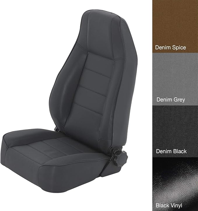 SmittyBilt Seat – Front – Factory Style Replacement W/Recliner – Denim Black (76-02 Jeep CJ/YJ/TJ) - SB45015