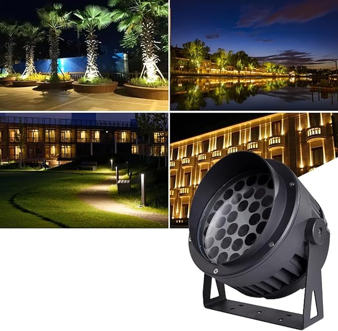 Ground Landscape Lights Rotation Spotlight IP65 Waterproof Adjustable Led Beam Light 85-265V Floor Lamp for Yard Step Lawn Building External Wall Lighting(White24W)