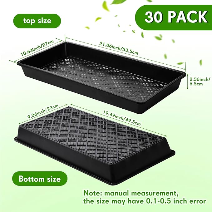 Yungyan 36 Pack 1020 Mesh Bottom Plant Trays Plastic Seed Tray Black Reusable Seedling Starter Trays Durable Microgreens Growing Trays for Outside and Inside Planting 21.06 x 10.63 x 2.56 Inches