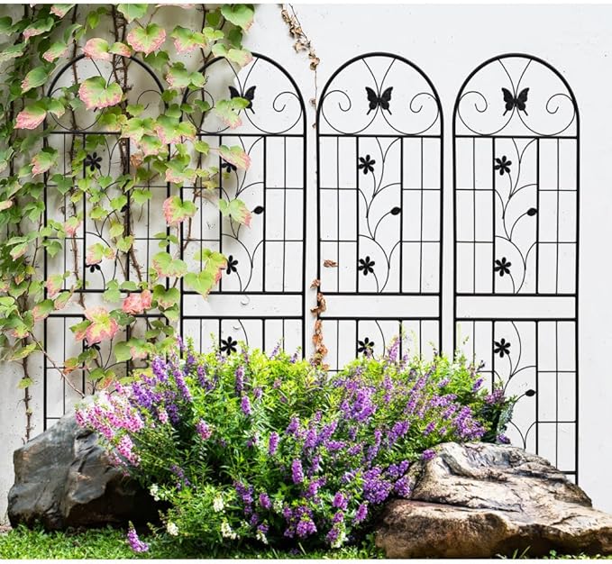 Sturdy Metal Garden Trellis for Climbing Plants – Rust-Resistant Outdoor Flower Support with Decorative Lattice Design (H71''-4 Pack)