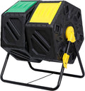 37 Gallon Compost Bin - High Volume Dual Chamber Tumbling Composter - Outdoor Garden Composting Tumbler w/ 2 Sliding Doors - Easy-Turn Fast-Working System BPA Free