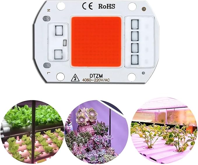 2pcs AC220V 10W 20W 30W 50W LED Grow COB Chip Phyto Lamp Full Spectrum for Indoor Plant Seedling Grow and Flower Growth Lighting DIY(Full Spectrum_50W 60X40MM)
