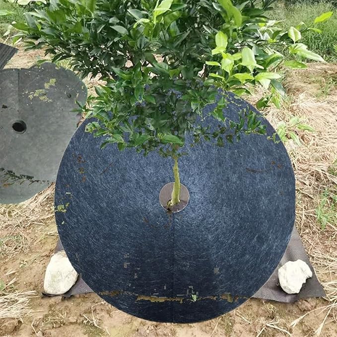 10pcs Moisturizing Mulch Weed Control Fabric for Tree Outdoor Garden Degradable Barrier Mat Non Woven Block Round Ground Cover (Size : 27x4cm)