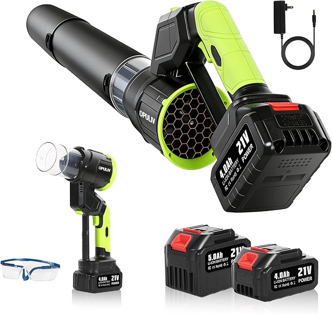 Leaf Blower Cordless 2in1 Electric Cordless Leaf Blower w/ 2 Batteries &amp Charger 4 Wind Speed 2 Handheld Modes 4.0/5.0AH Battery Lightweight Blowers for Patio Cleaning Lawn Yard Garage