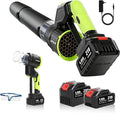 Leaf Blower Cordless 2in1 Electric Cordless Leaf Blower w/ 2 Batteries &amp Charger 4 Wind Speed 2 Handheld Modes 4.0/5.0AH Battery Lightweight Blowers for Patio Cleaning Lawn Yard Garage